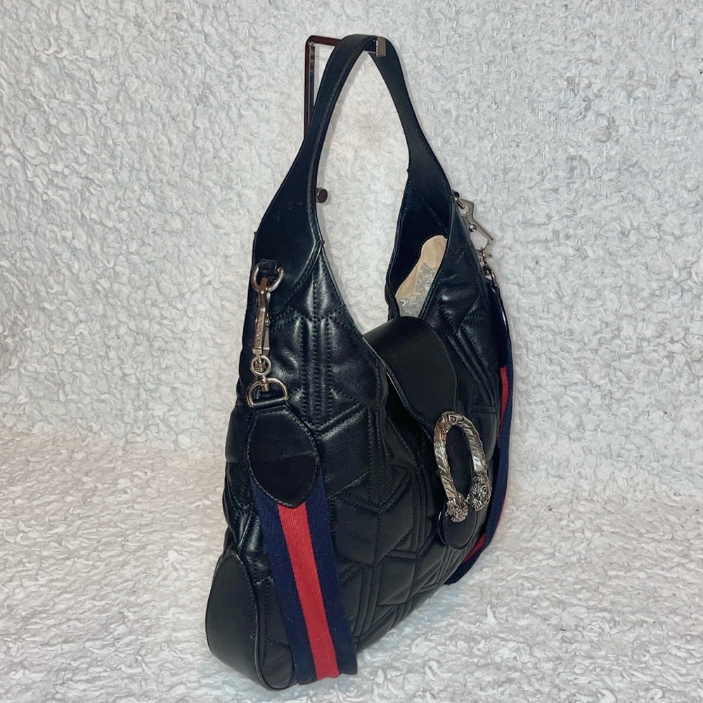 Gucci Dionysus Quilted Matelasse Leather Medium Hobo Shoulder Bag Black 446687 - Picture 7 of 17